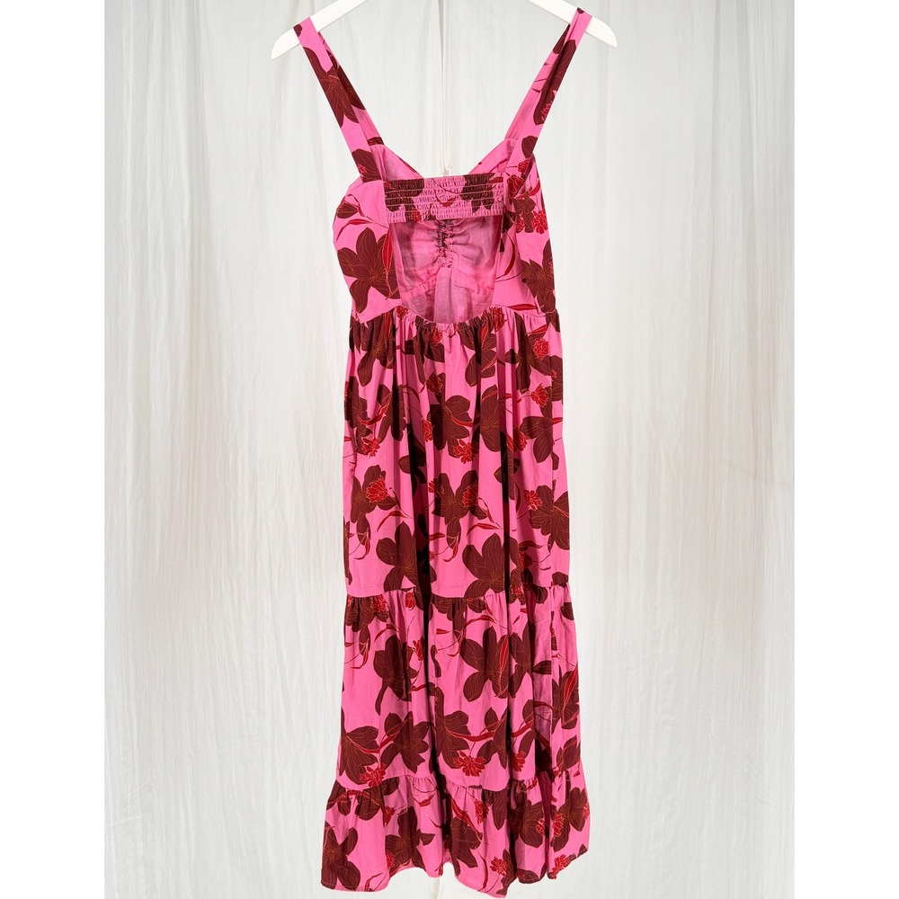 NWOT Du Paradis Pink Floral Backless Cotton Midi Dress Medium - Picture 5 of 12